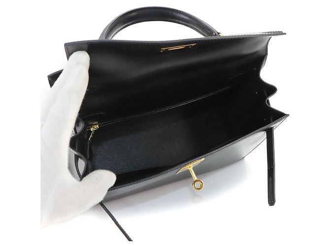 Hermès Borsa Hermes Kelly 28 Box Calf Black - vista 7