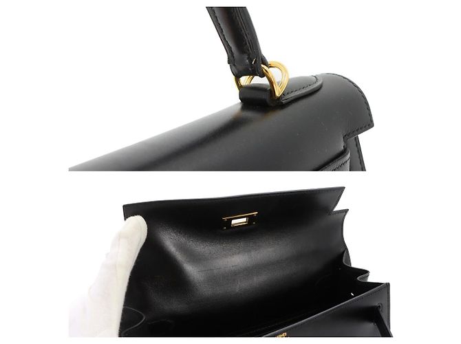 Hermès Borsa Hermes Kelly 28 Box Calf Black - vista 9