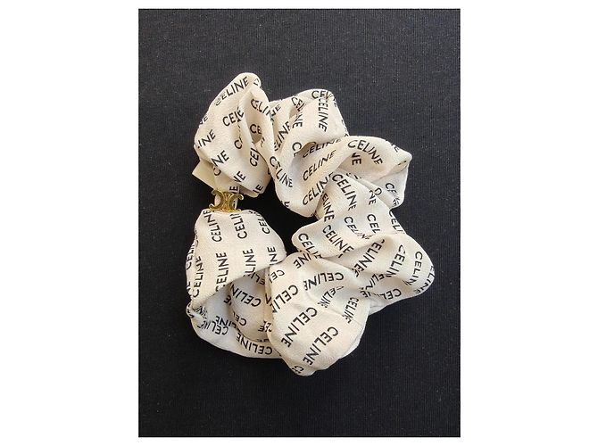 Céline Scrunchie in seta stampata con logo Celine Triomphe - vista 2