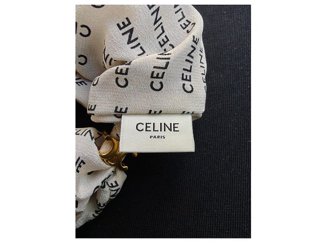 Céline Scrunchie in seta stampata con logo Celine Triomphe - vista 3