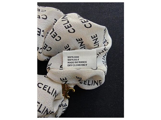 Céline Scrunchie in seta stampata con logo Celine Triomphe - vista 4