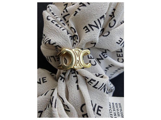 Céline Scrunchie in seta stampata con logo Celine Triomphe - vista 5