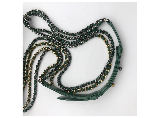 Borsa Hobo Chanel in pelle verde - vista 11