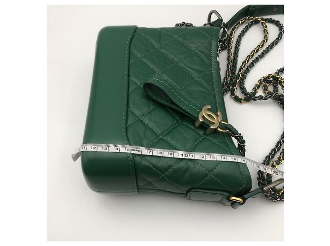 Borsa Hobo Chanel in pelle verde - vista 6