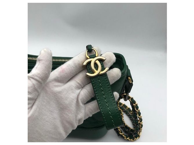Borsa Hobo Chanel in pelle verde - vista 7