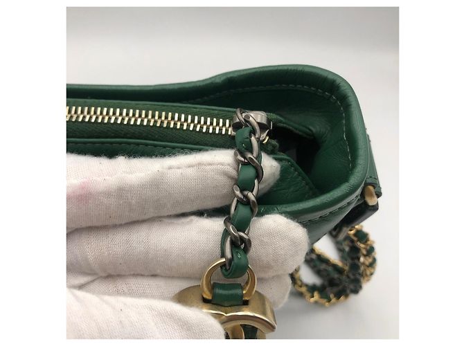 Borsa Hobo Chanel in pelle verde - vista 8