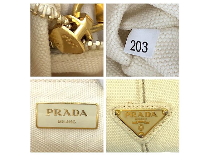 Prada Canapa Canvas Tote Bag mit Dreiecks-Logo-Plakette - Ansicht 4