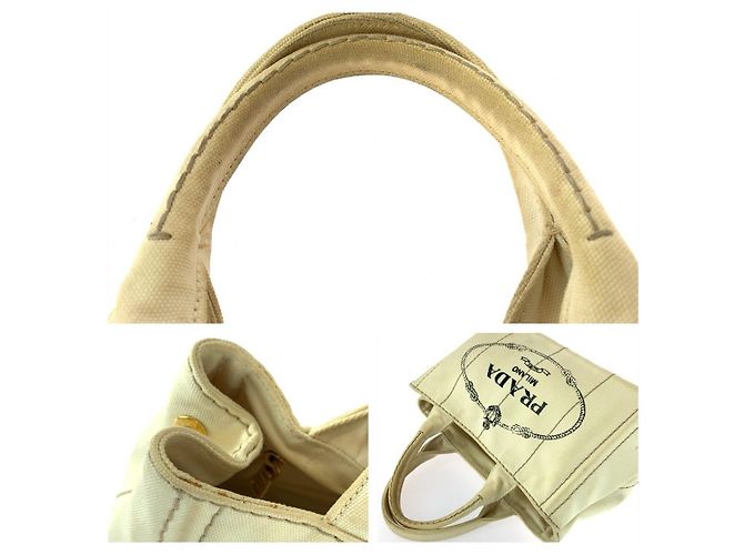 Prada Canapa Canvas Tote Bag mit Dreiecks-Logo-Plakette - Ansicht 6