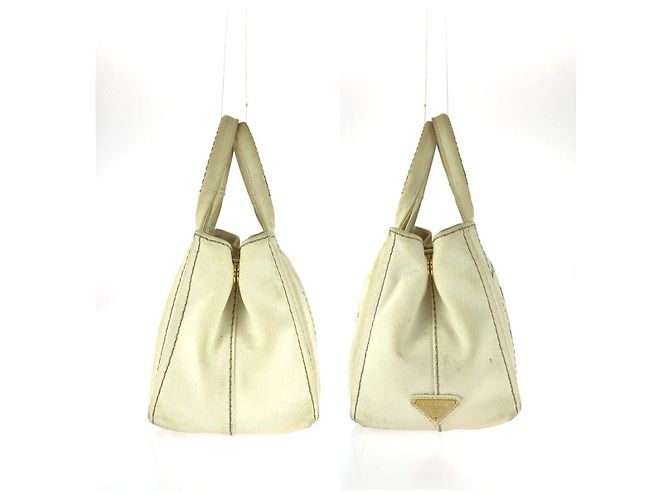 Prada Canapa Canvas Tote Bag mit Dreiecks-Logo-Plakette - Ansicht 8