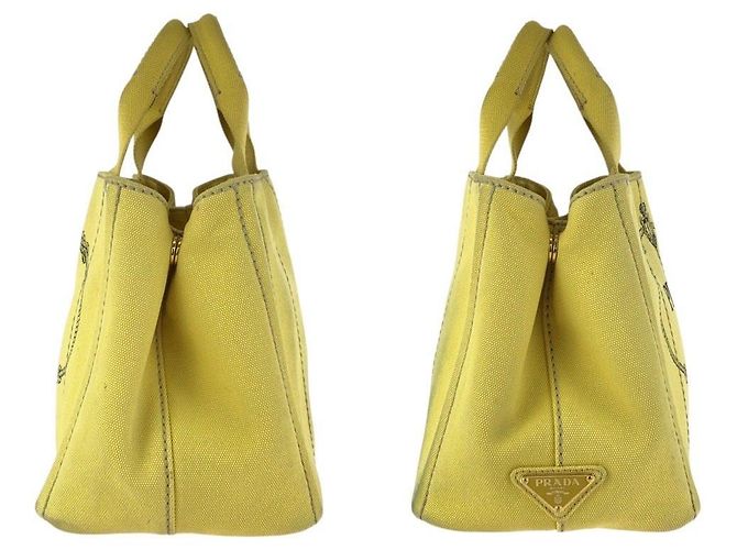 Borsa Tote in tela 2way Prada Canapa con placca logo Triangle - vista 8