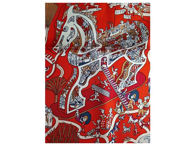 Hermès Seidentuch Exposition Universelle 90cm rot - Ansicht 10