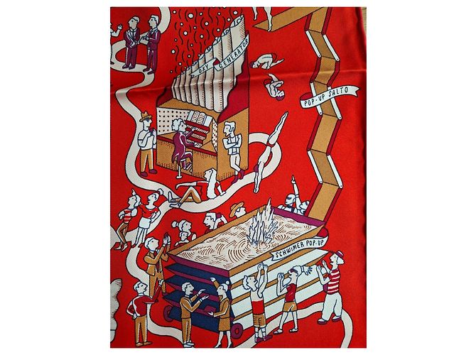 Hermès Seidentuch Exposition Universelle 90cm rot - Ansicht 13
