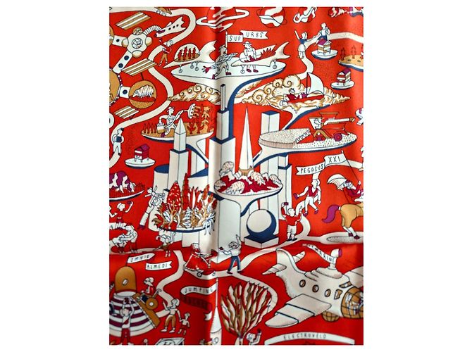 Hermès Seidentuch Exposition Universelle 90cm rot - Ansicht 14