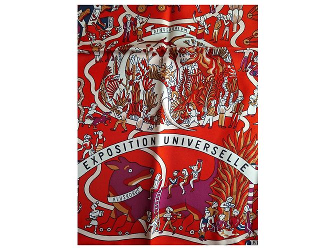 Hermès Seidentuch Exposition Universelle 90cm rot - Ansicht 2