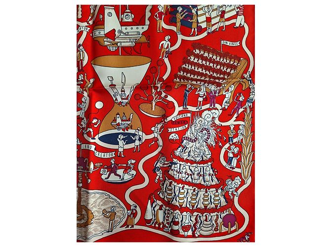 Hermès Seidentuch Exposition Universelle 90cm rot - Ansicht 4