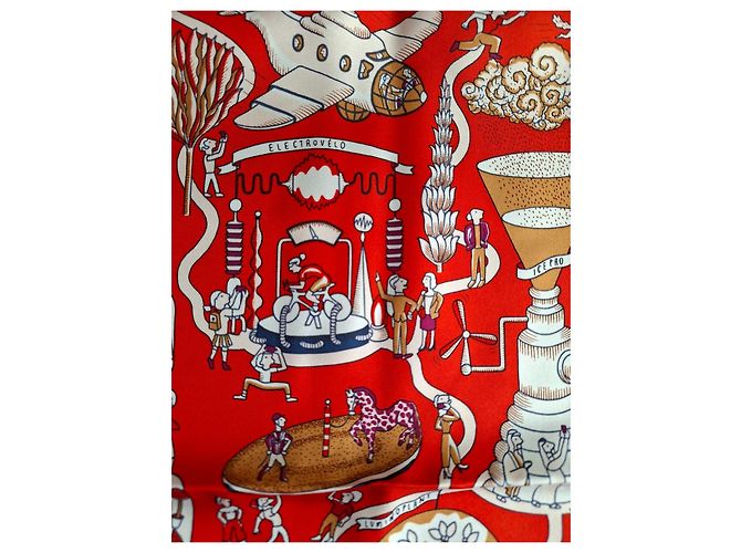 Hermès Seidentuch Exposition Universelle 90cm rot - Ansicht 7