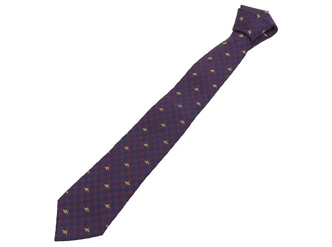 Cravatta in seta GUCCI con logo GG e ricamo ape - vista 2