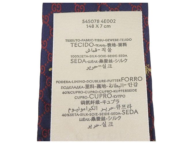 Cravatta in seta GUCCI con logo GG e ricamo ape - vista 7