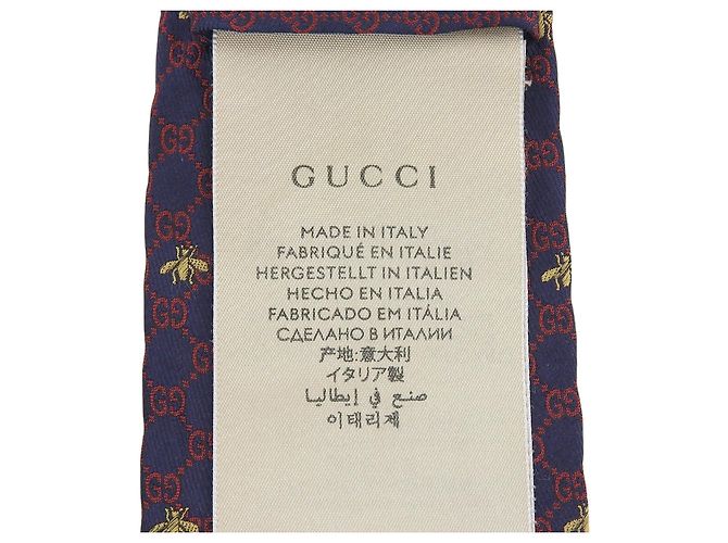 Cravatta in seta GUCCI con logo GG e ricamo ape - vista 8