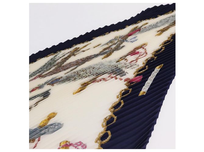 Hermès HERMES Pañuelo Pleated Carre 90 Seda Navy - vista 12