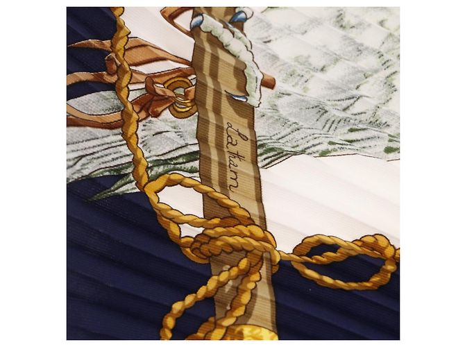 Hermès HERMES Pañuelo Pleated Carre 90 Seda Navy - vista 15