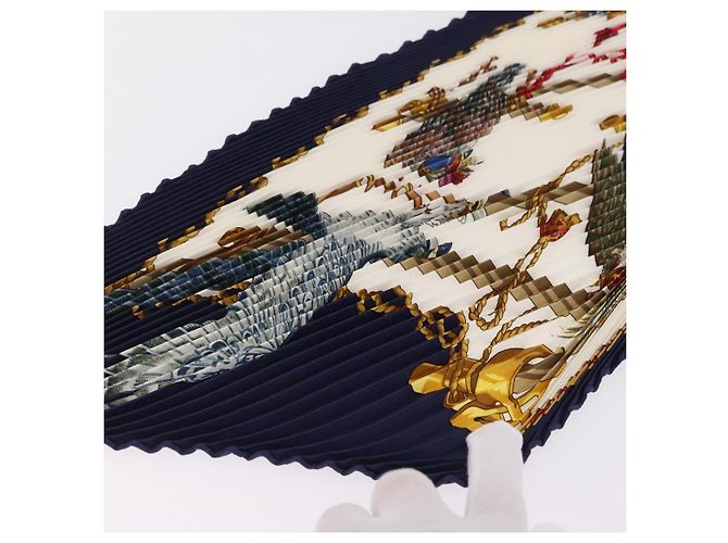 Hermès HERMES Pañuelo Pleated Carre 90 Seda Navy - vista 3