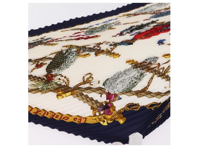 Hermès HERMES Pañuelo Pleated Carre 90 Seda Navy - vista 4