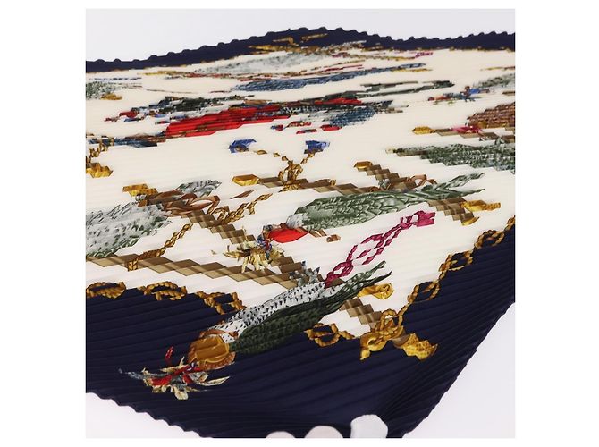 Hermès HERMES Pañuelo Pleated Carre 90 Seda Navy - vista 5