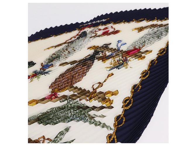 Hermès HERMES Pañuelo Pleated Carre 90 Seda Navy - vista 6