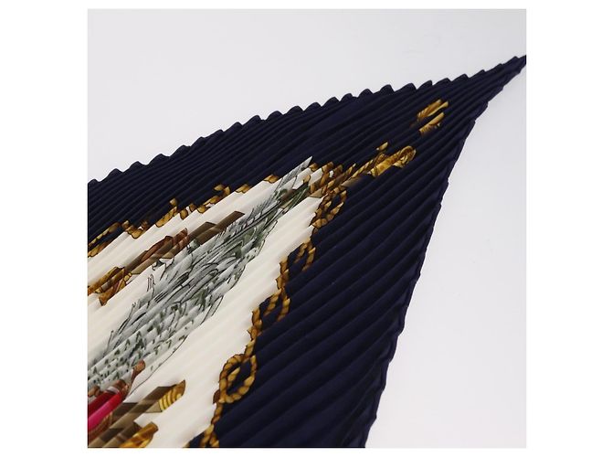 Hermès HERMES Pañuelo Pleated Carre 90 Seda Navy - vista 7