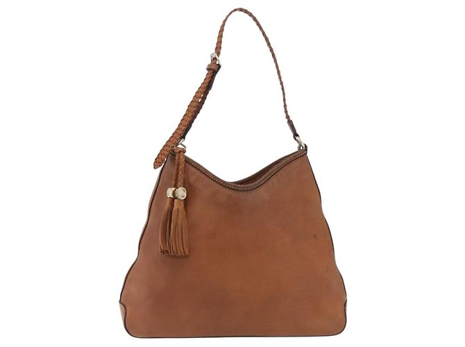 GUCCI Shoulder Bag Leather Brown Gold Tone 257026 - vista 2