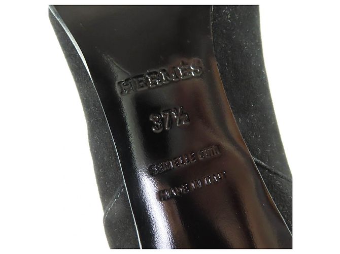 Hermès BOHEME Bottines montantes en cuir daim et ruban de soie 37.5 - vue 10