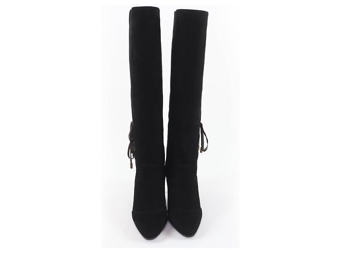 Hermès BOHEME Bottines montantes en cuir daim et ruban de soie 37.5 - vue 4