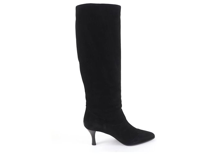 Hermès BOHEME Bottines montantes en cuir daim et ruban de soie 37.5 - vue 6