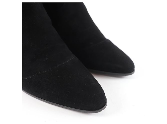 Hermès BOHEME Bottines montantes en cuir daim et ruban de soie 37.5 - vue 8