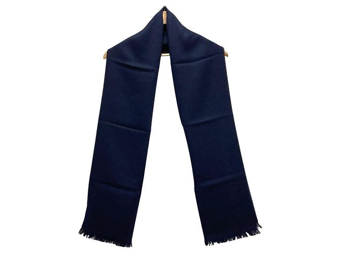 Sciarpa con logo intarsio e frange Emporio Armani - vista 3