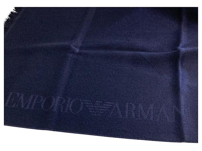 Sciarpa con logo intarsio e frange Emporio Armani - vista 4