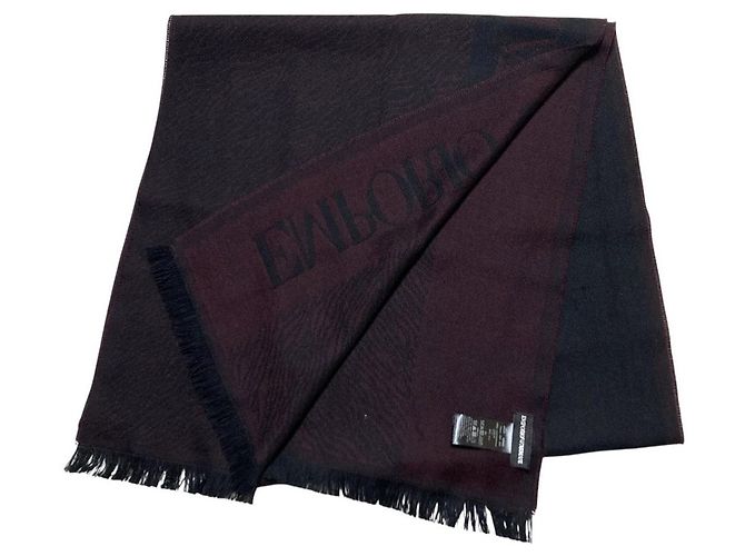 Sciarpa con logo intarsia e frange Emporio Armani - vista 2