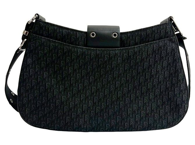 Borsa a tracolla in pelle e tela Trotter Christian Dior - vista 3