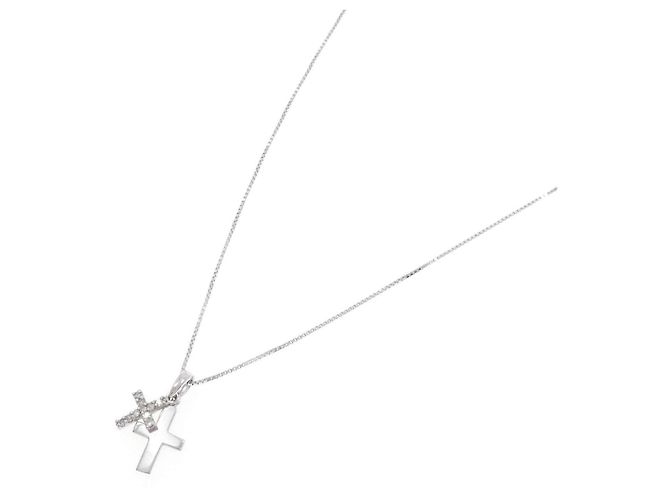 Autre Marque Collana Croce Diamanti K14WG K10WG - vista 2