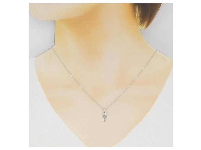 Autre Marque Collana Croce Diamanti K14WG K10WG - vista 6