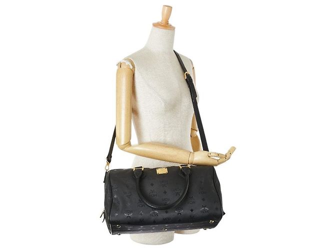 Borsa 2way MCM Visetos Logogram in nylon e pelle - vista 13