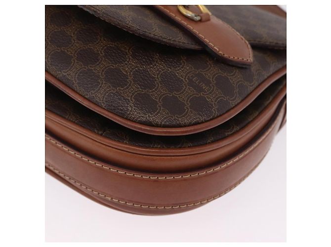Céline CELINE Macadam Canvas Shoulder Bag PVC Leather Brown Gold - vista 13