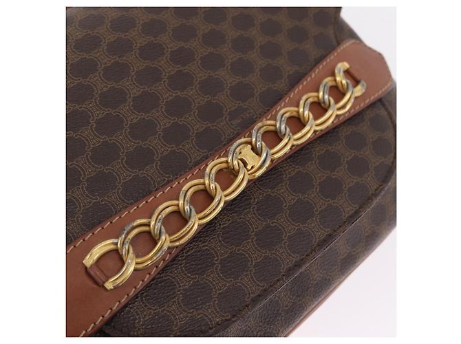 Céline CELINE Macadam Canvas Shoulder Bag PVC Leather Brown Gold - vista 16