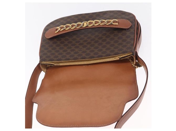 Céline CELINE Macadam Canvas Shoulder Bag PVC Leather Brown Gold - vista 17