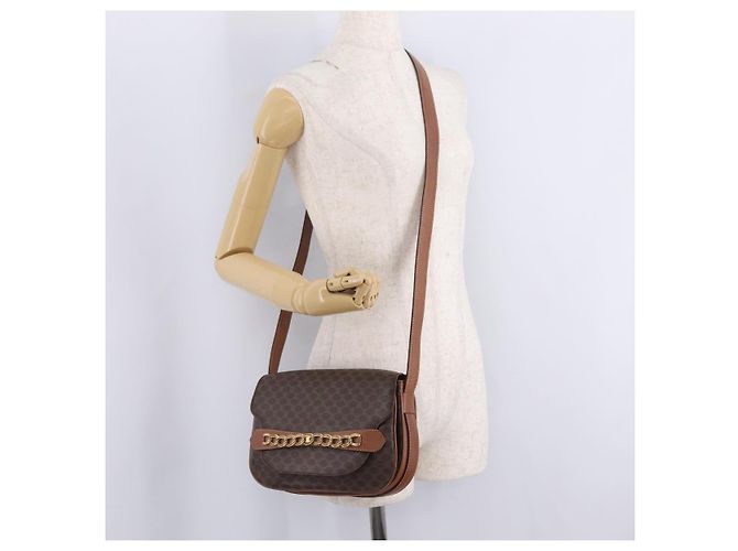 Céline CELINE Macadam Canvas Shoulder Bag PVC Leather Brown Gold - vista 28