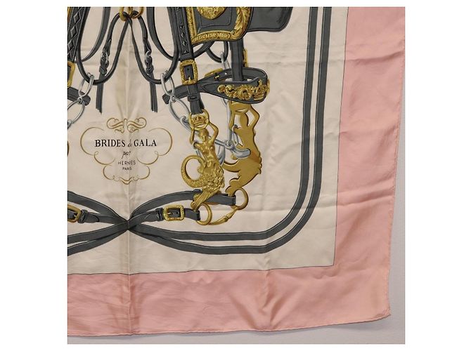 Hermès HERMES Carre 90 Scarf Silk Pink White  Brides de Gala - vista 10