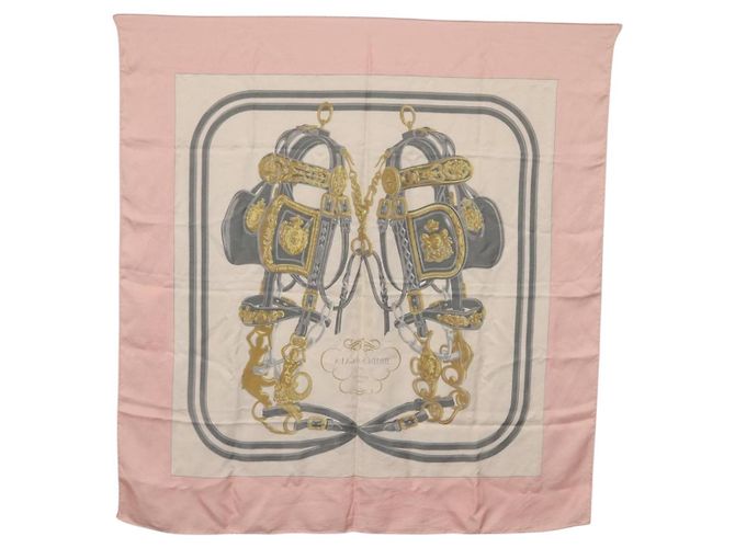 Hermès HERMES Carre 90 Scarf Silk Pink White  Brides de Gala - vista 13