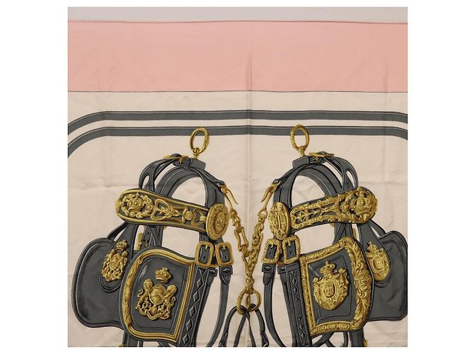 Hermès HERMES Carre 90 Scarf Silk Pink White  Brides de Gala - vista 3
