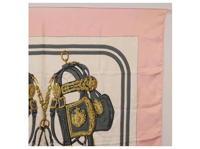 Hermès HERMES Carre 90 Scarf Silk Pink White  Brides de Gala - vista 4